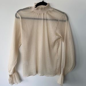 Sheer Ruffle Neck Blouse